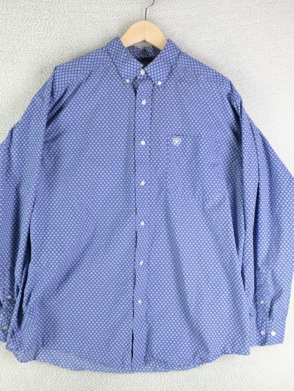 Ariat Button Down Shirt Mens Extra Large Blue Geometric Western Long Sleeve